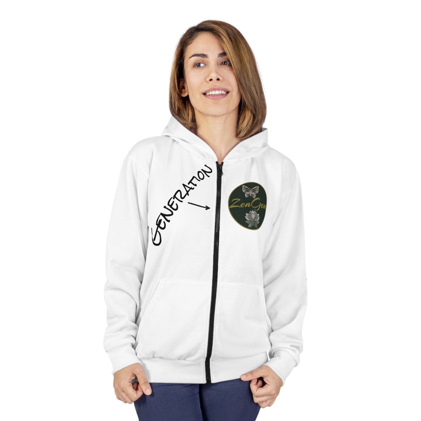 Generation ZenGen - White Unisex Zip Hoodie