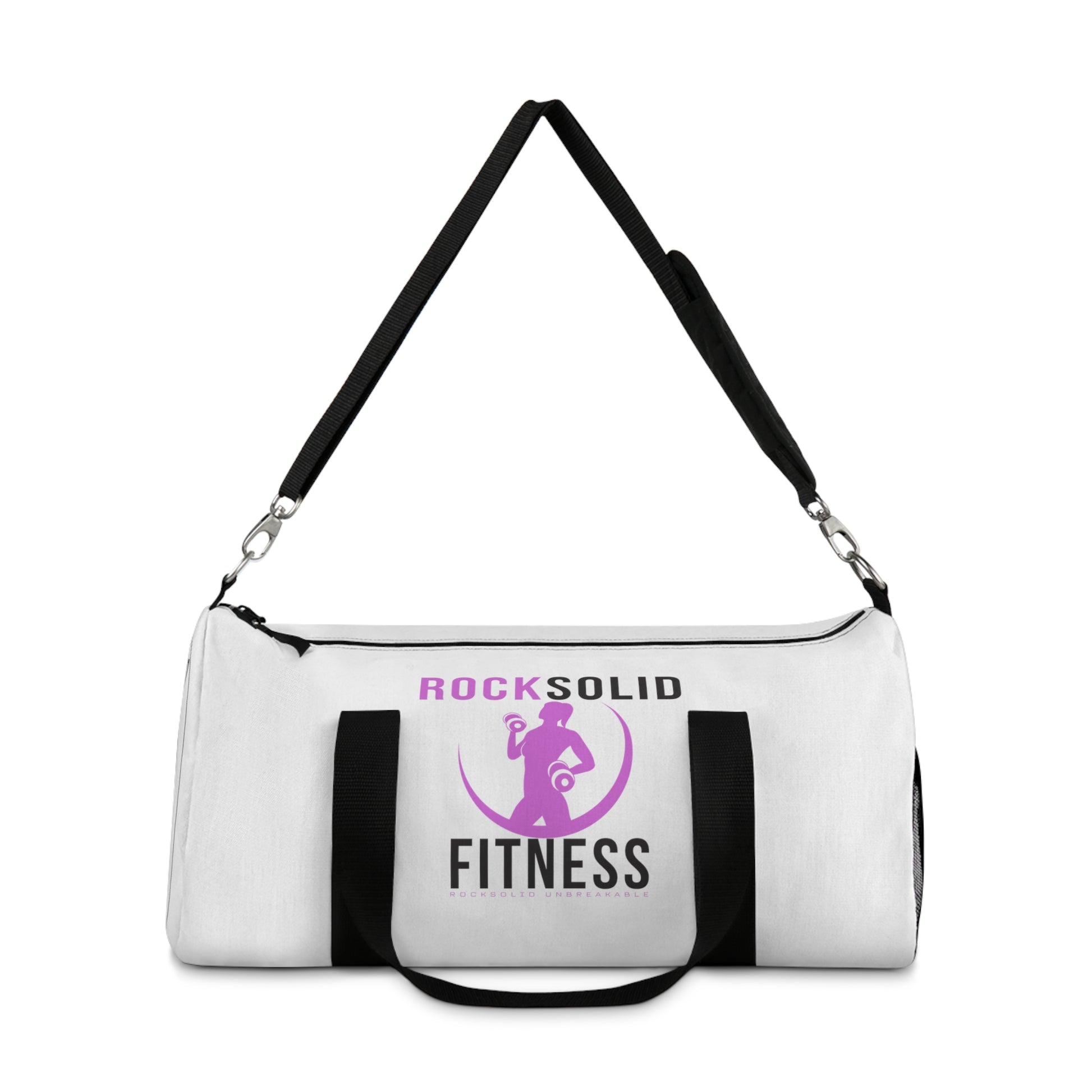 RockSolid Fitness Duffel Bag | White | Oxford Canvas | Pink Lady Logo - ZenGen USA