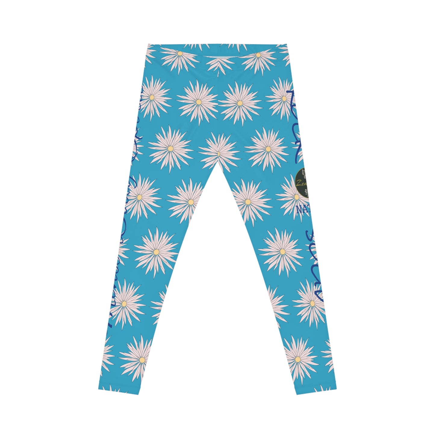 Women's Casual Leggings - Turquoise - ROCK SOLID Blazing Flower - ZenGen USA