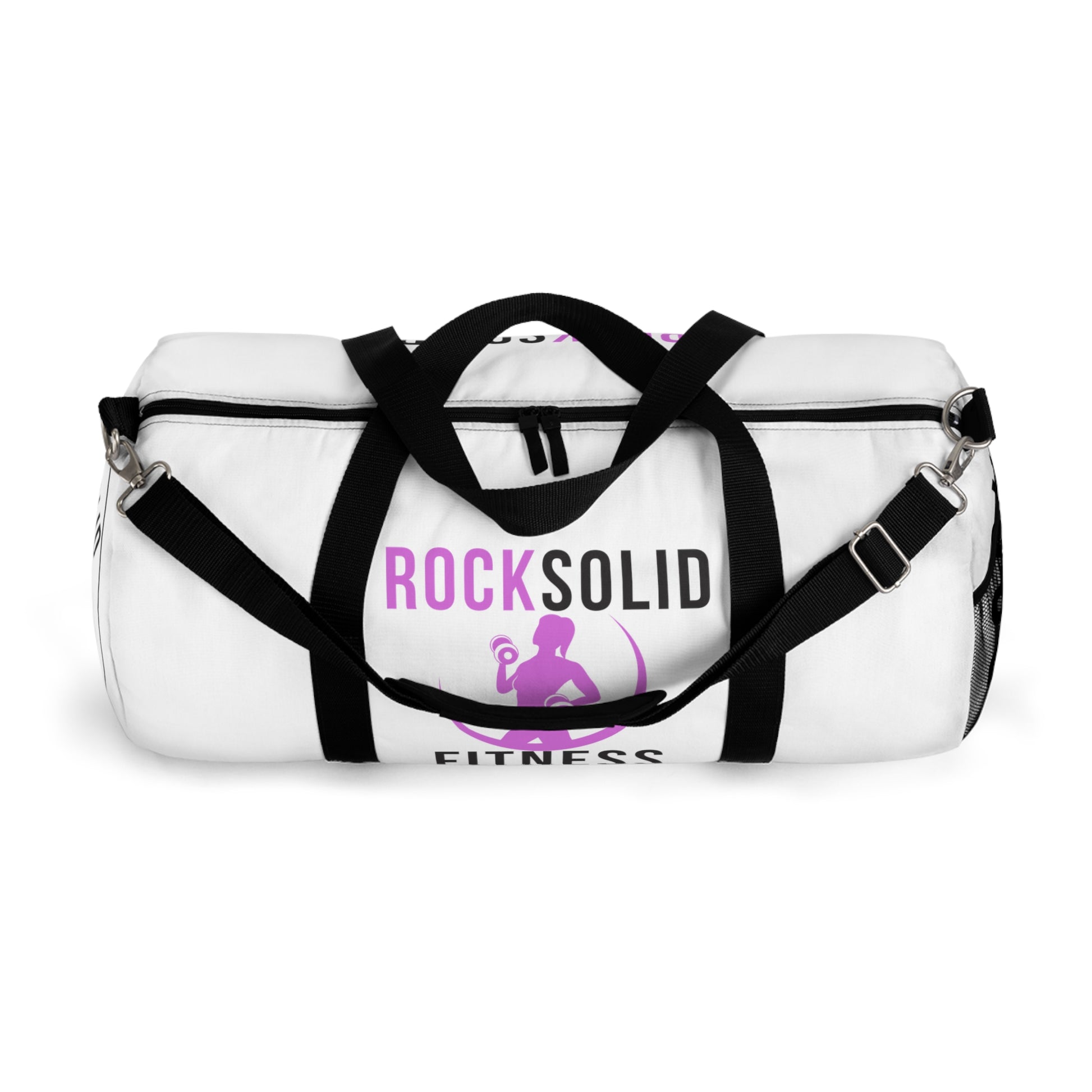 RockSolid Fitness Duffel Bag | White | Oxford Canvas | Pink Lady Logo - ZenGen USA