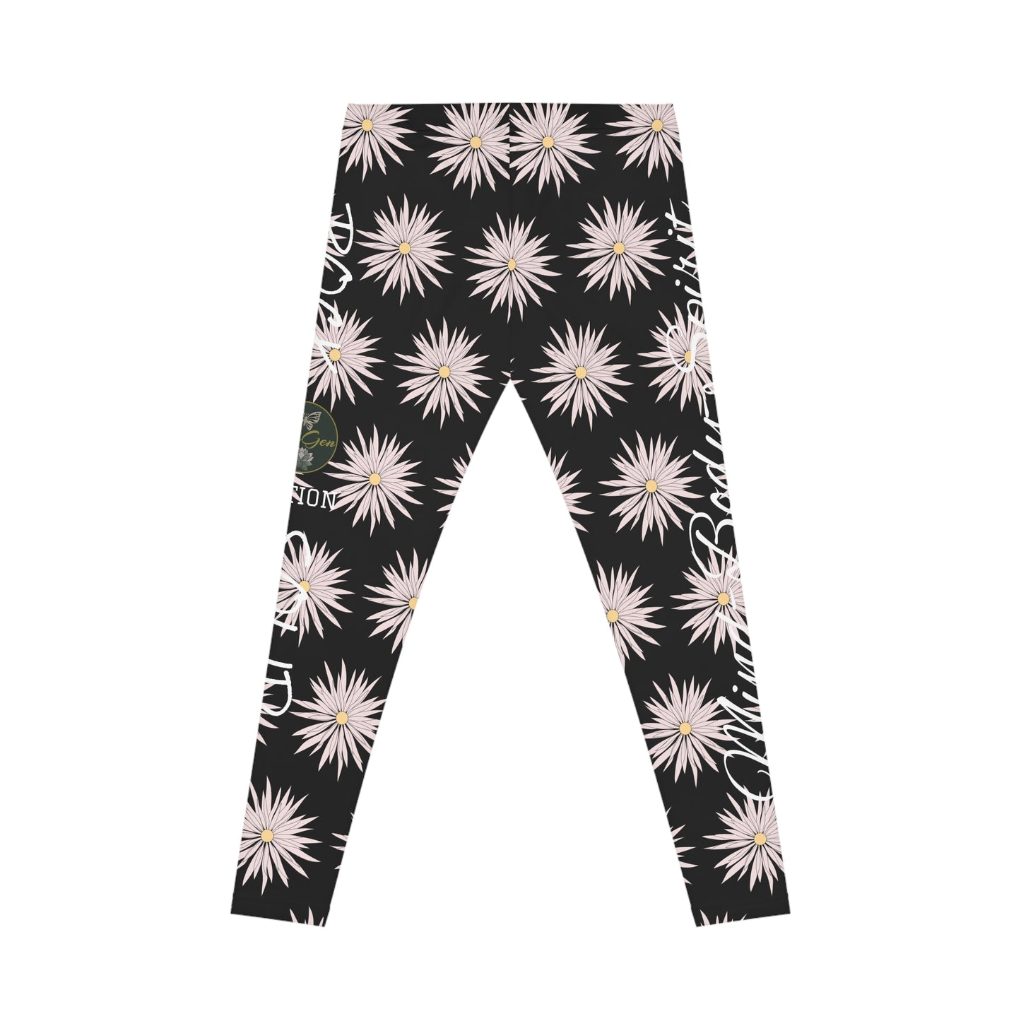 Women's Casual Leggings - Black - ROCK SOLID Blazing Flower - ZenGen USA