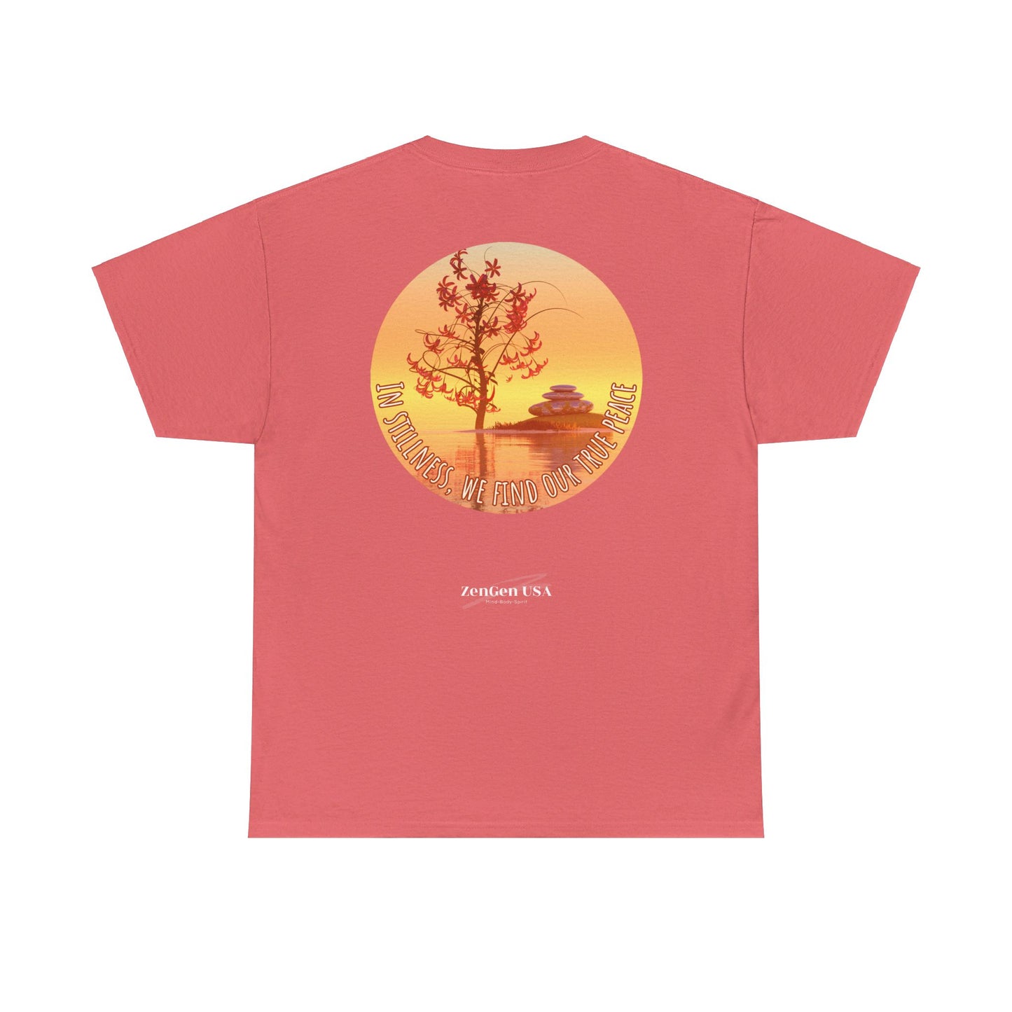 Find True Peace: Unisex Heavy Cotton Zen Bonsai & Cairns Graphic Tee