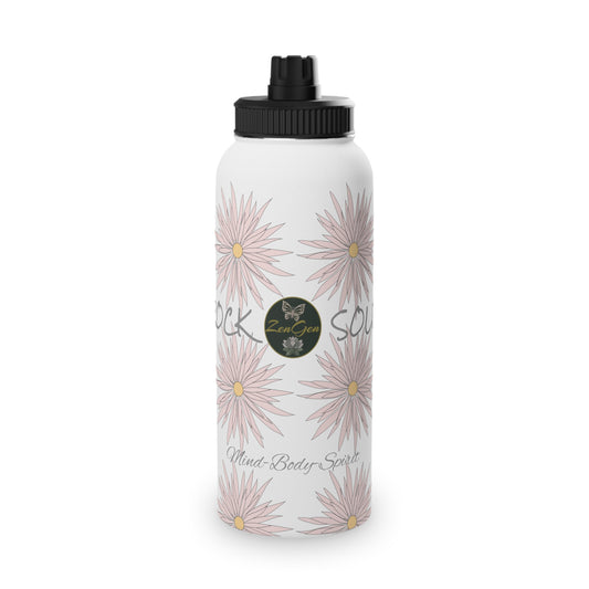 Stainless Steel Water Bottle, Sports Lid - ROCK SOLID Blazing Flower -ZenGen USA - ZenGen USA