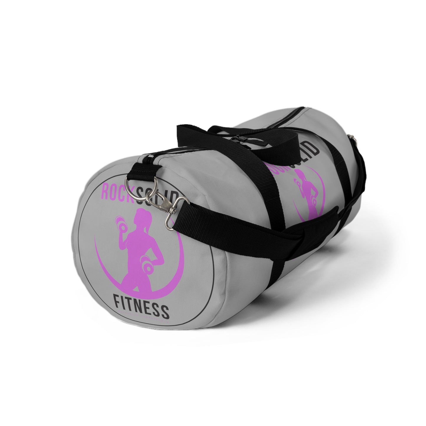 RockSolid Fitness Duffel Bag | Gray | Oxford Canvas | Pink Lady Logo - ZenGen USA