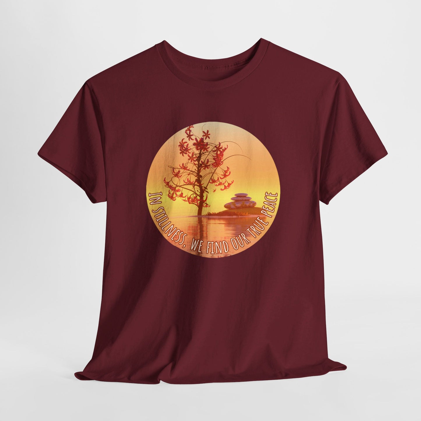 Find True Peace: Unisex Heavy Cotton Zen Bonsai & Cairns Graphic Tee