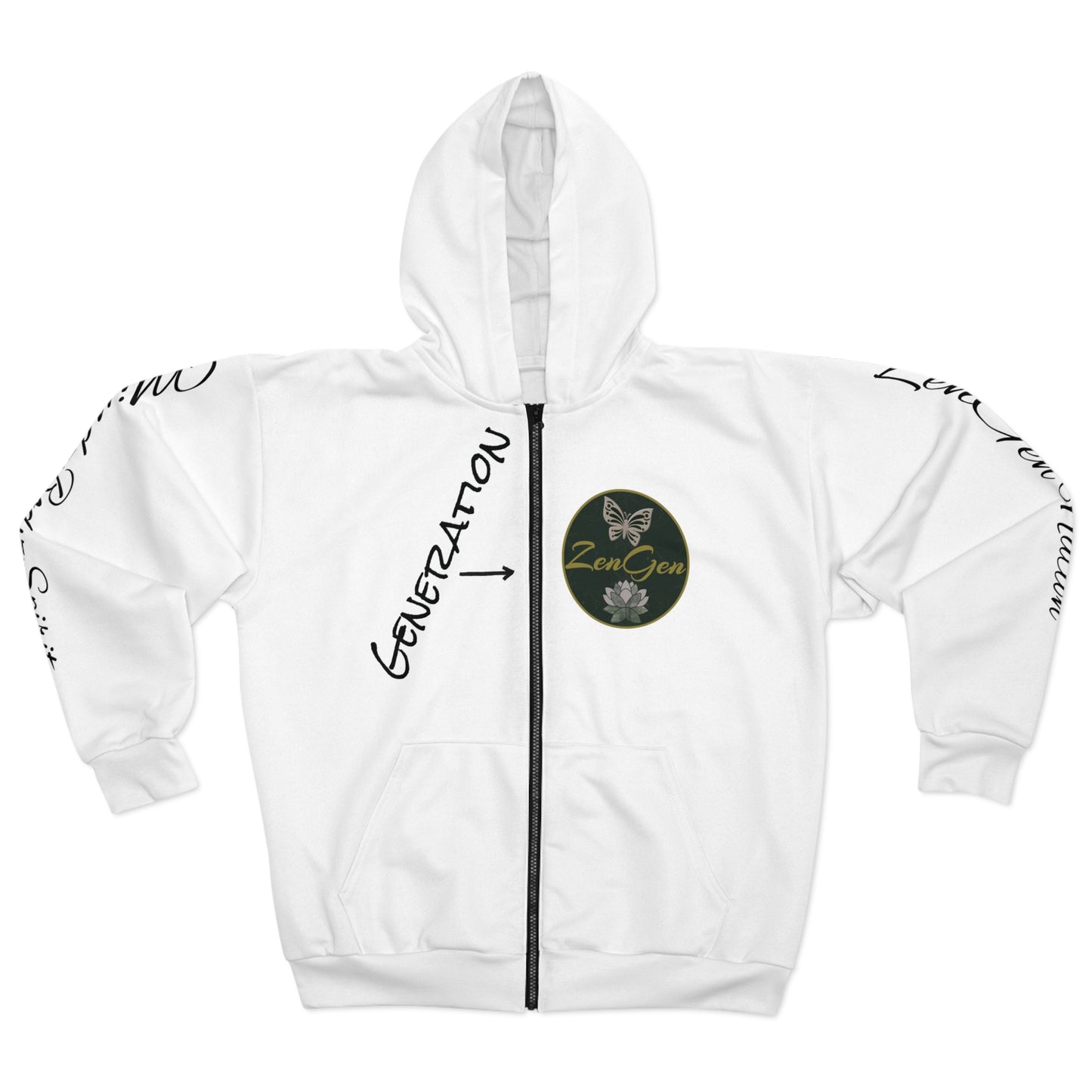 Generation ZenGen - White Unisex Zip Hoodie