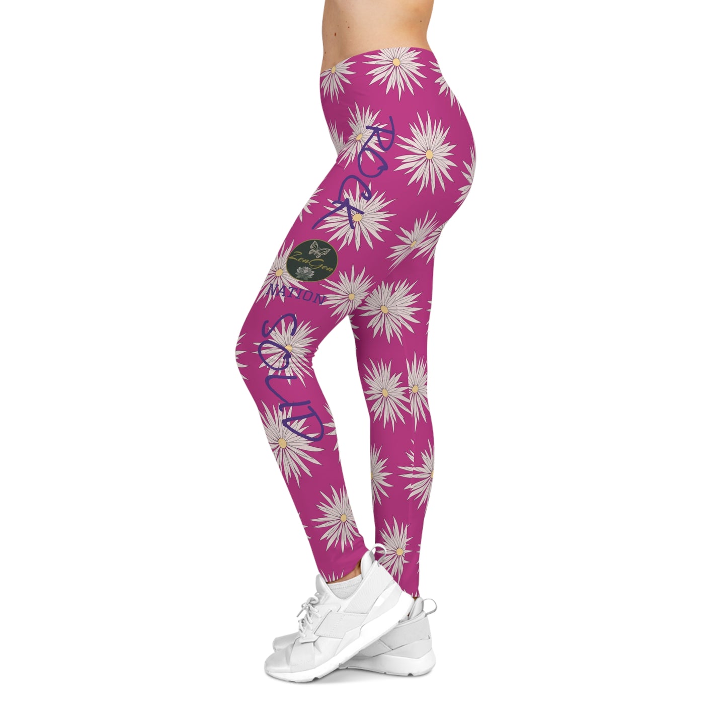 Leggings casuales para mujer - Rosa - ROCK SOLID Blazing Flower - ZenGen USA