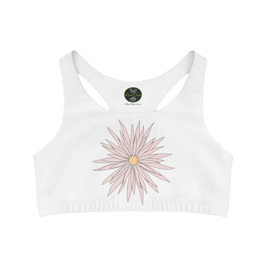 Seamless Sports Bra White - ROCK SOLID Blazing Flower - ZenGen USA