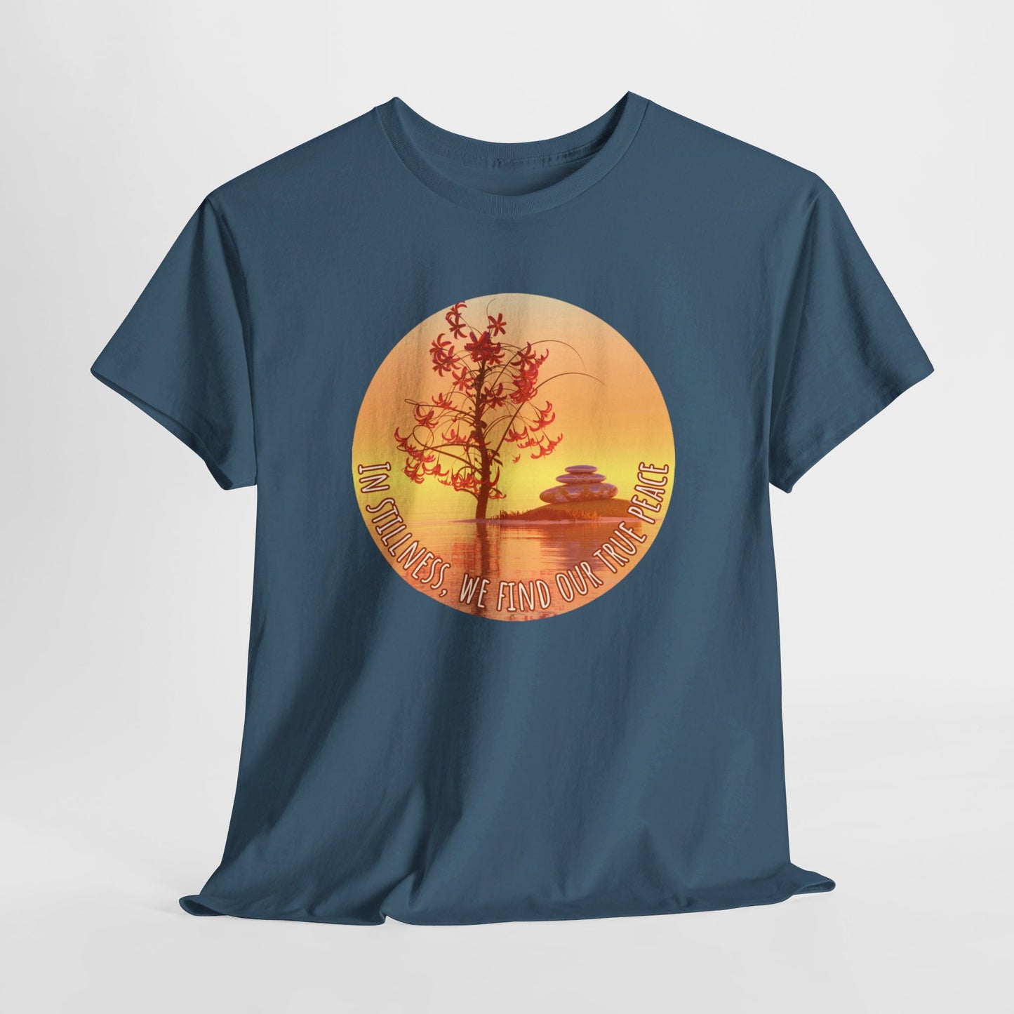 Find True Peace: Unisex Heavy Cotton Zen Bonsai & Cairns Graphic Tee