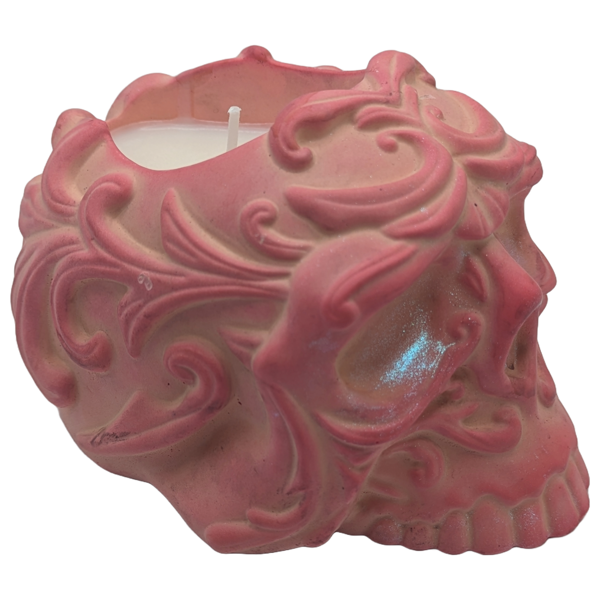 Fancy Gothic Skull Candle - Poison Scented Original Fragrance - Hand Crafted Ceramic Tinted - Soy Wax & Beeswax - ZenGen USA