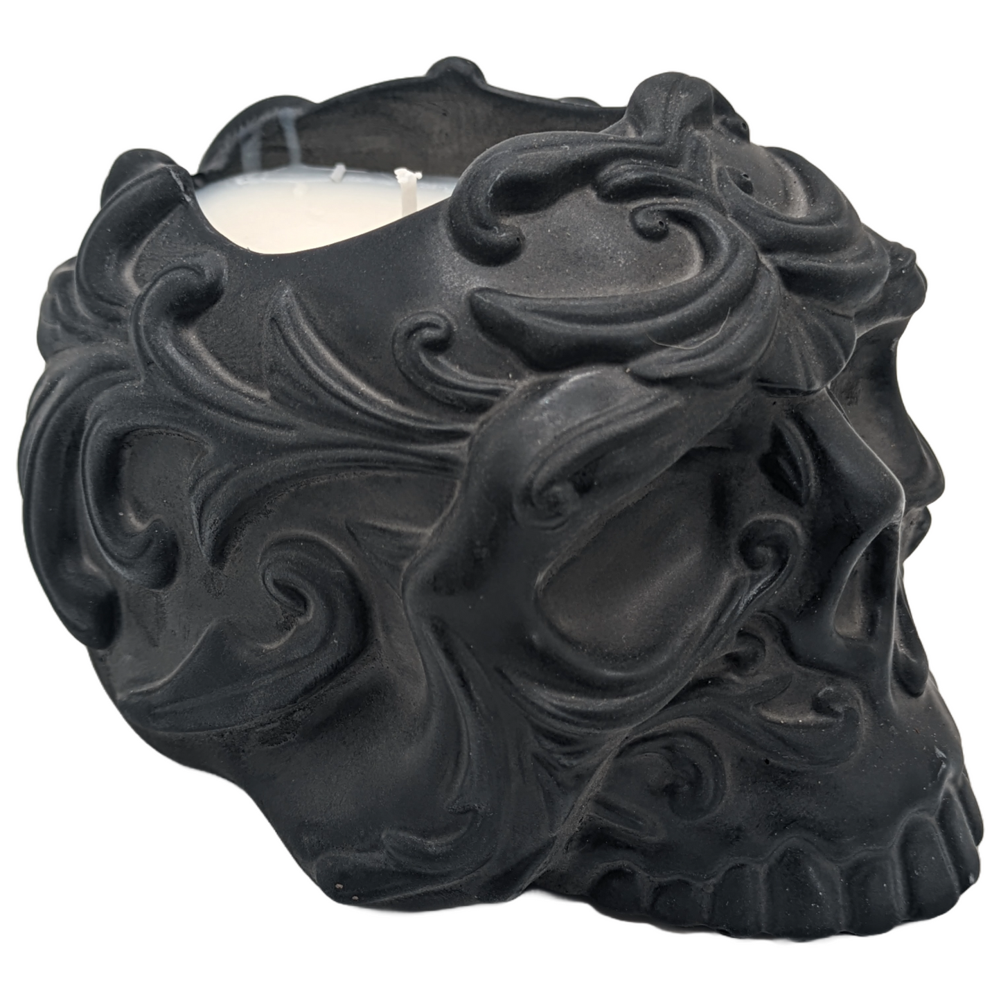 Fancy Gothic Skull Candle - Poison Scented Original Fragrance - Hand Crafted Ceramic Tinted - Soy Wax & Beeswax - ZenGen USA