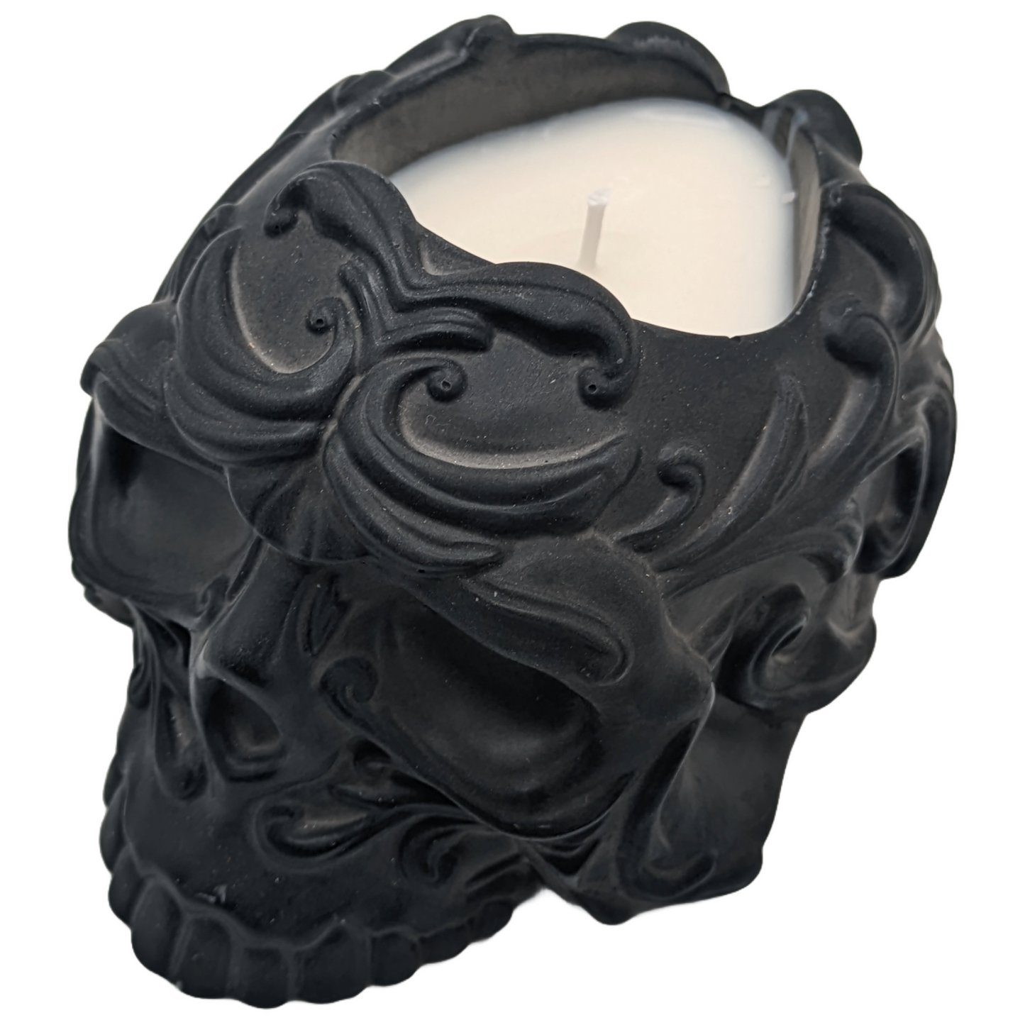 Fancy Gothic Skull Candle - Poison Scented Original Fragrance - Hand Crafted Ceramic Tinted - Soy Wax & Beeswax - ZenGen USA