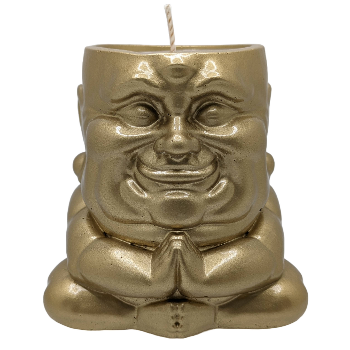 Handmade Ceramic Buddha "Sagacious Hotei" - Tranquility Fragrance Scented Candle - Metallic Finishes - ZenGen USA