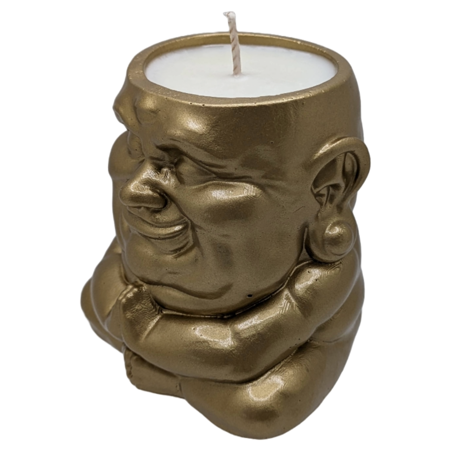 Handmade Ceramic Buddha "Sagacious Hotei" - Tranquility Fragrance Scented Candle - Metallic Finishes - ZenGen USA