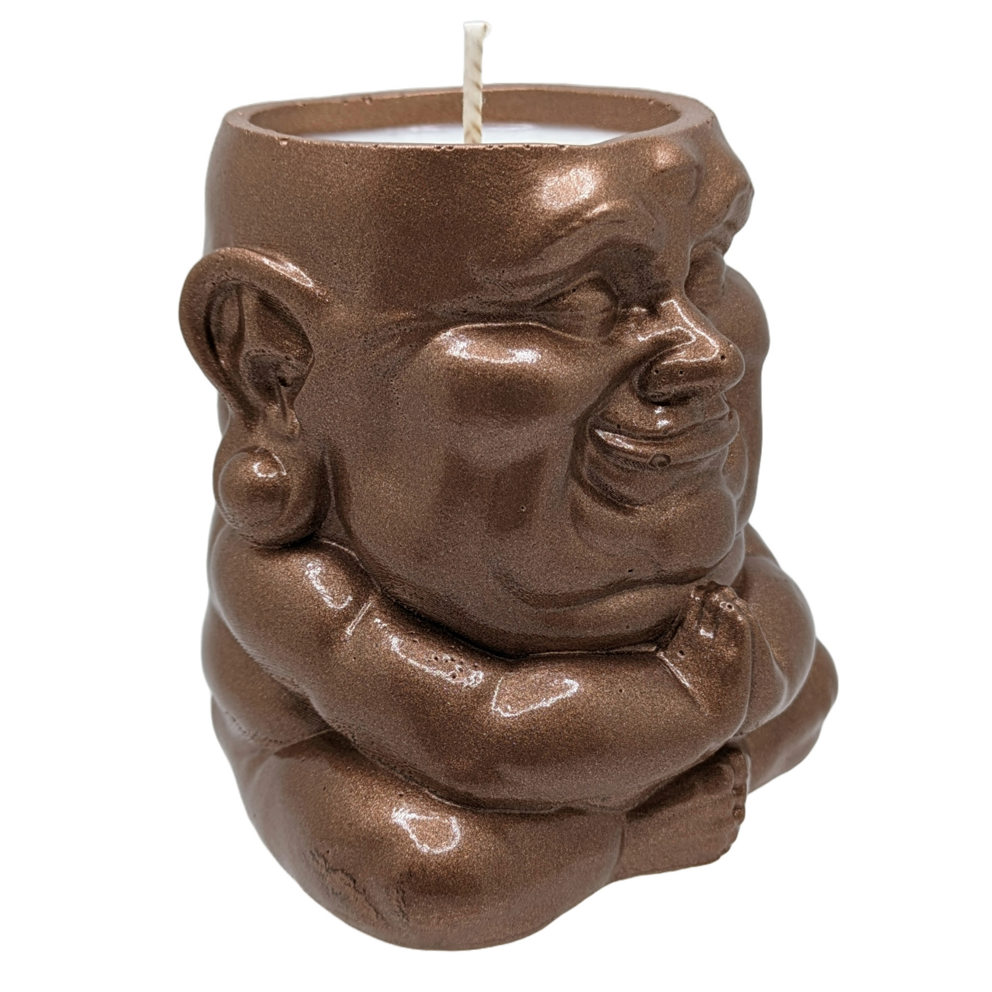 Handmade Ceramic Buddha "Sagacious Hotei" - Tranquility Fragrance Scented Candle - Metallic Finishes - ZenGen USA