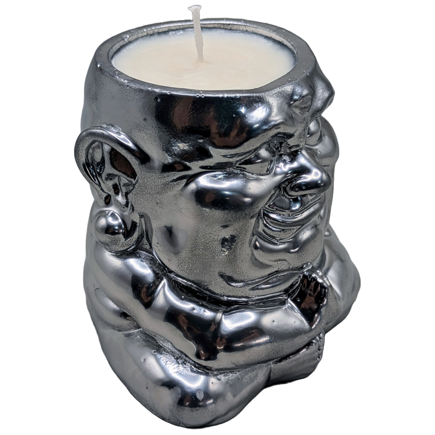 Handmade Ceramic Buddha "Sagacious Hotei" - Tranquility Fragrance Scented Candle - Metallic Finishes - ZenGen USA