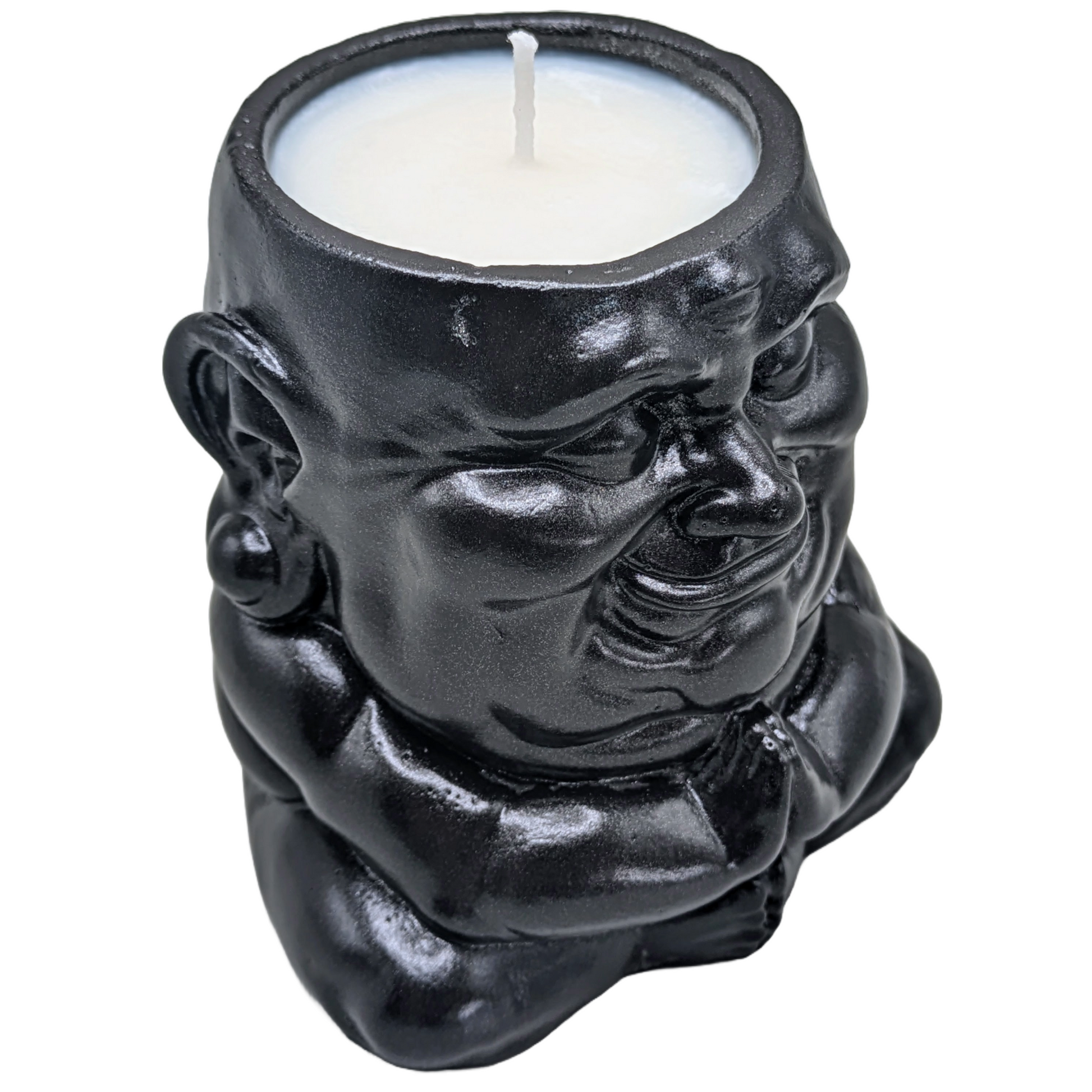 Handmade Ceramic Buddha "Sagacious Hotei" - Tranquility Fragrance Scented Candle - Metallic Finishes - ZenGen USA