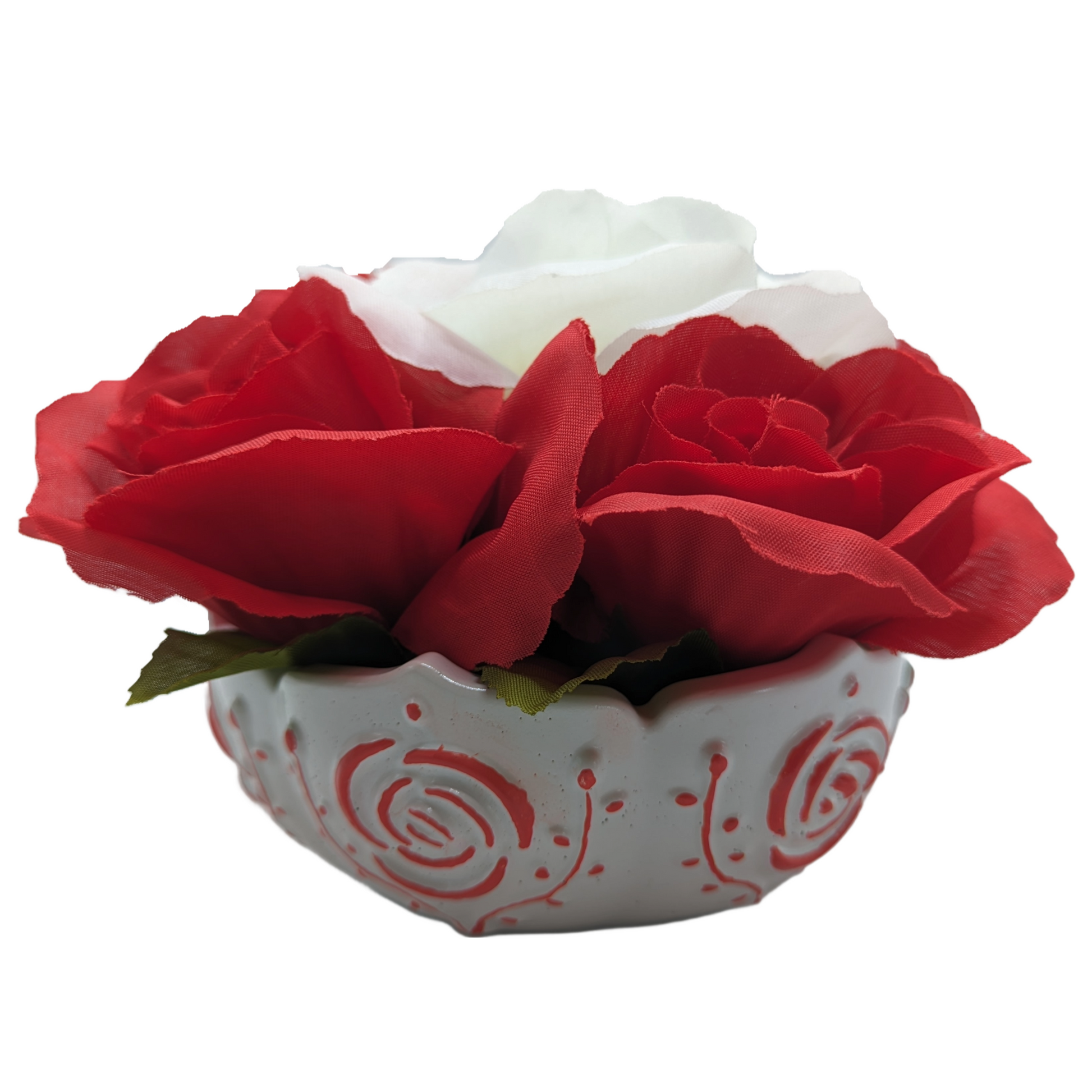 Rose Bowl - Handmade Craft Ceramics Bowl & Rose Bouquet - ZenGen USA