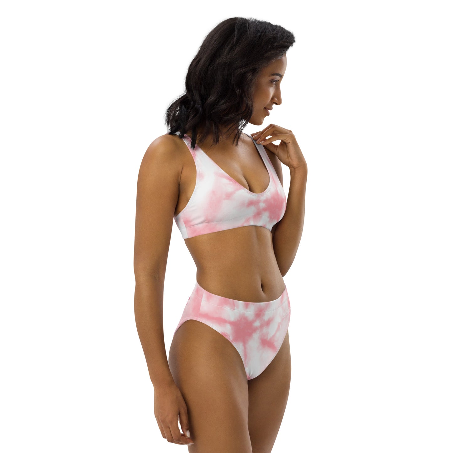 Recycled High-Waisted Bikini - Pink TieDye Print - ZenGen USA - ZenGen USA