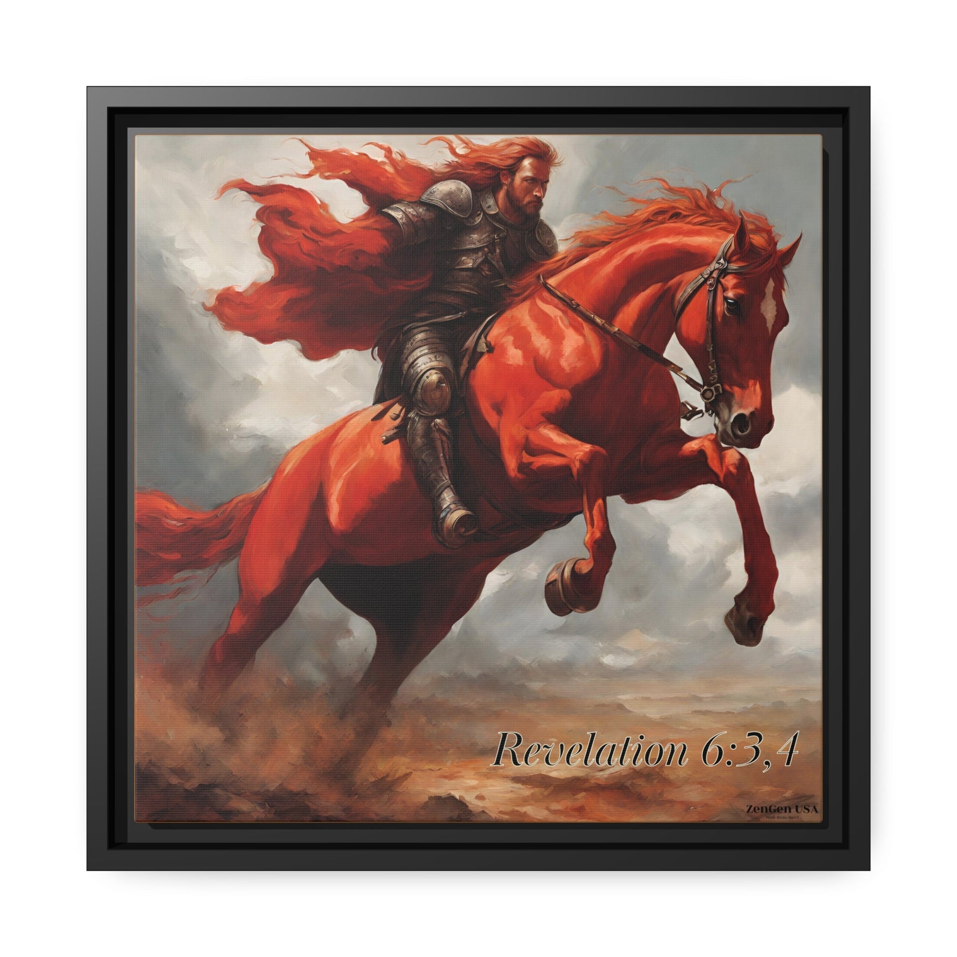 Canvas Print - Revelation Collection | 2nd Seal Revelation 6:3,4 | Matte Canvas, Black Frame | ZenGen USA - ZenGen USACanvas