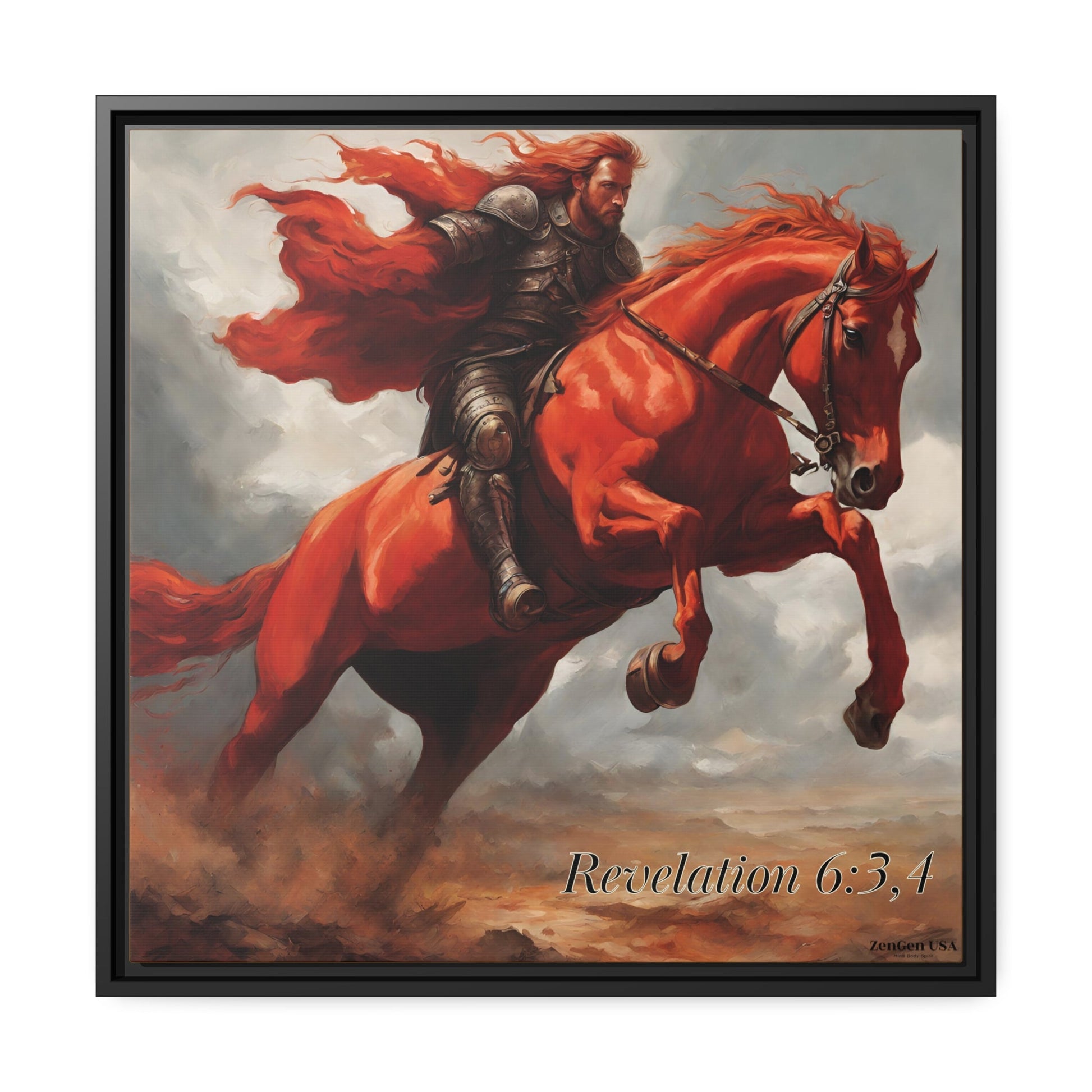 Canvas Print - Revelation Collection | 2nd Seal Revelation 6:3,4 | Matte Canvas, Black Frame | ZenGen USA - ZenGen USACanvas