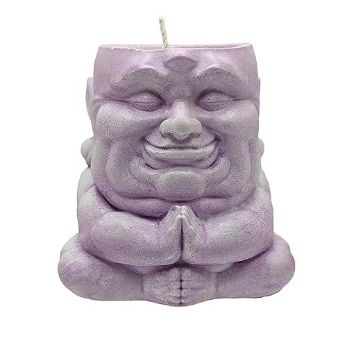 Handmade Ceramic Buddha. Scented Candle - Sagacious Hotei - Custom ROAR Fragrance (Washed Lavender)