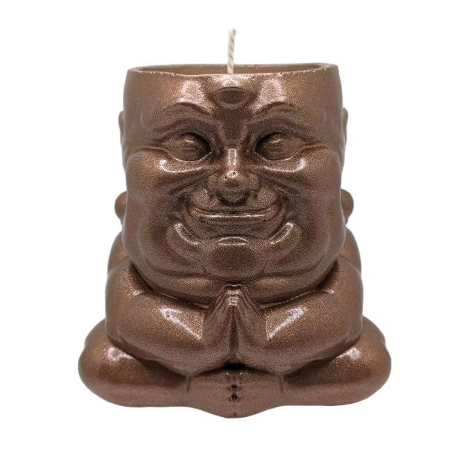 Handmade Ceramic Buddha. Scented Candle - Sagacious Hotei - Custom ROAR Fragrance (Rose Gold)