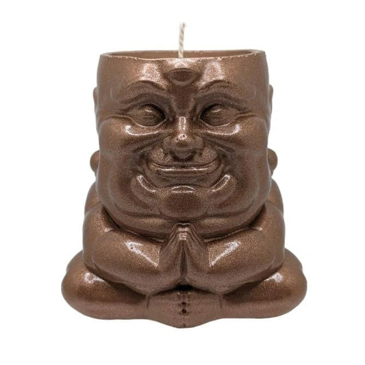 Handmade Ceramic Buddha. Scented Candle - Sagacious Hotei - Custom ROAR Fragrance (Rose Gold)